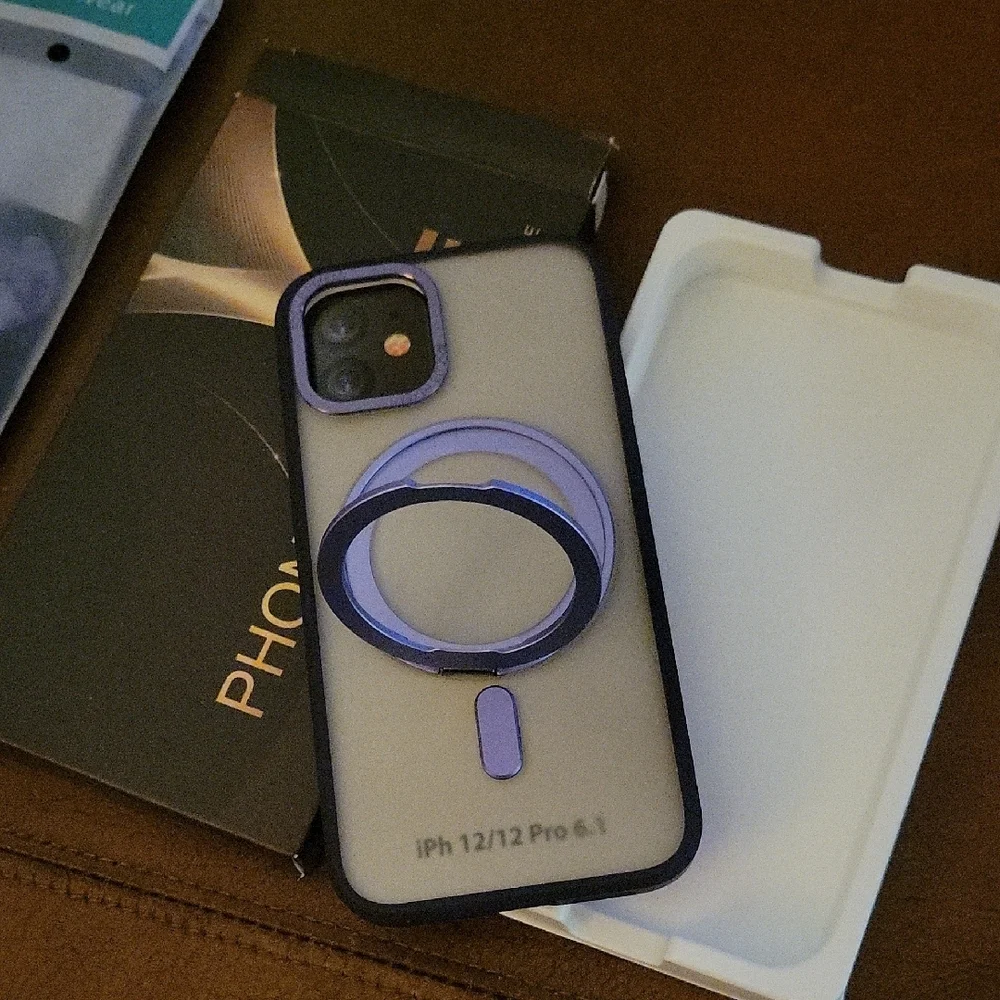 iPhone 12/12 Pro 6.1 Case with Purple Ring Holder